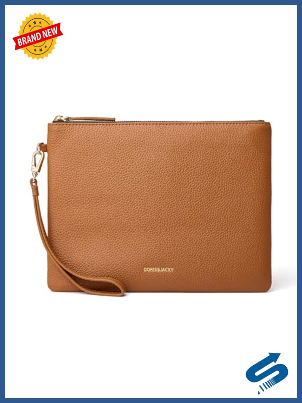 Full Grain Cowhide Pebble Leather Wristlet Clutch RFID Wallet